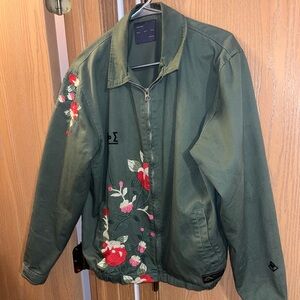 Zara Men Green Flower Bomber Jacket M